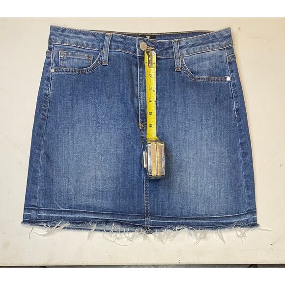 Just Black Denim Raw Hem Mini Skirt Women’s M Blue Stretch USA Made Americana - Picture 6 of 9